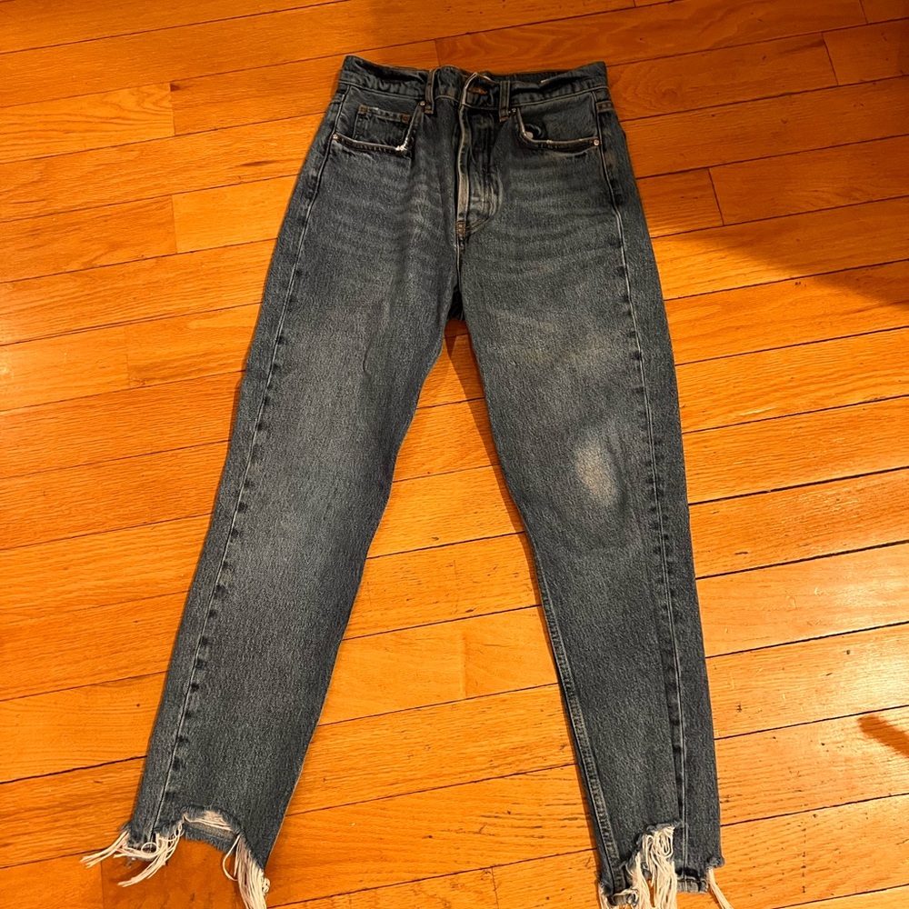 Anine Bing Distressed Blue Cropped Jeans
